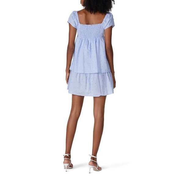 RTR NOW Eyelet Babydoll Dress in Blue Medium Womens Mini - Picture 4 of 12